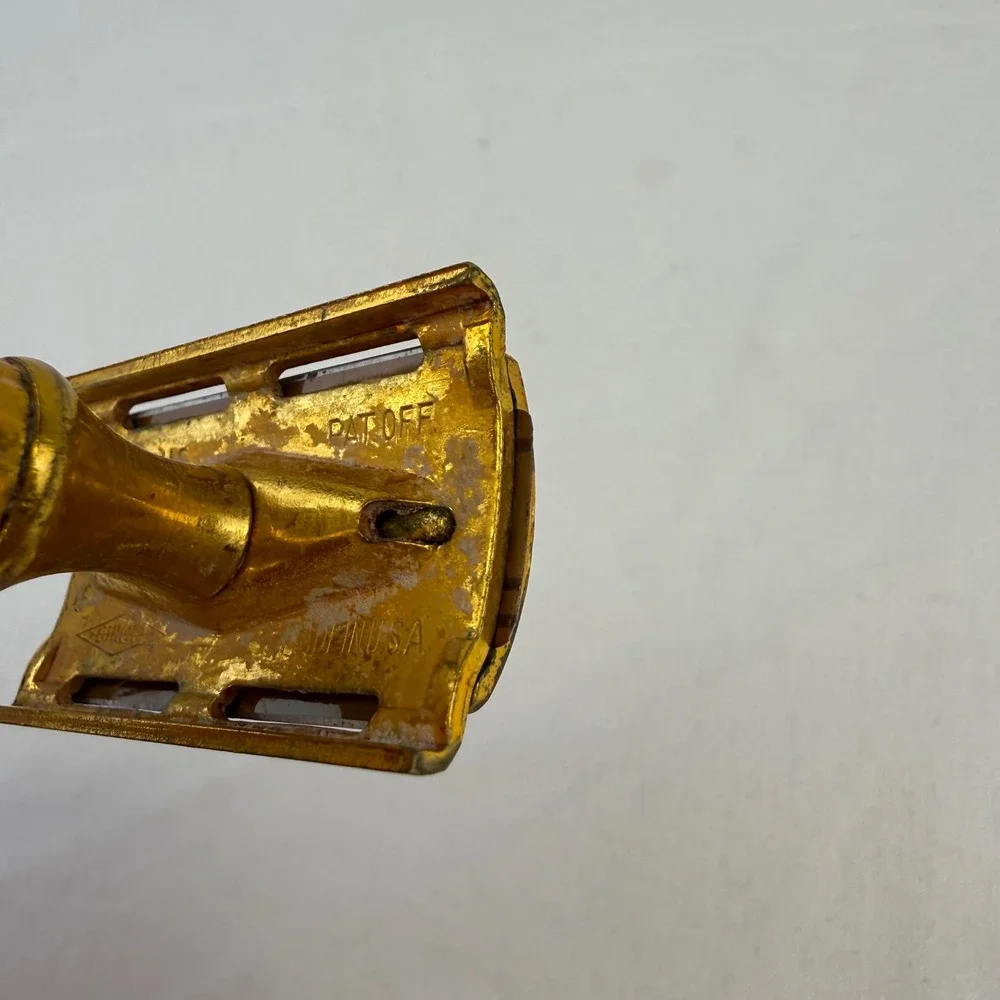 Vintage Gillette Gold Safety Razor Made in USA Knurled Handle Collectible
